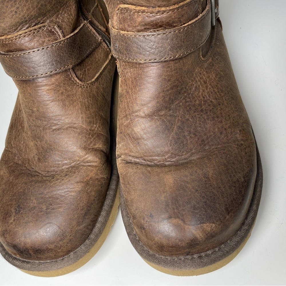UGG Australia Kensington Leather Shearling Buckle Boots Brown Women’s Size 5 - Picture 7 of 12